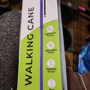 Folding walking cane blue with carrying case